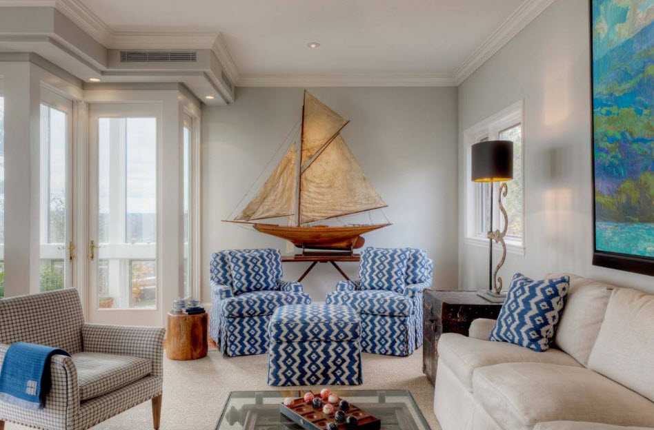 Морской стиль в интерьере: описание, выбор цвета, отделки, мебели и декора