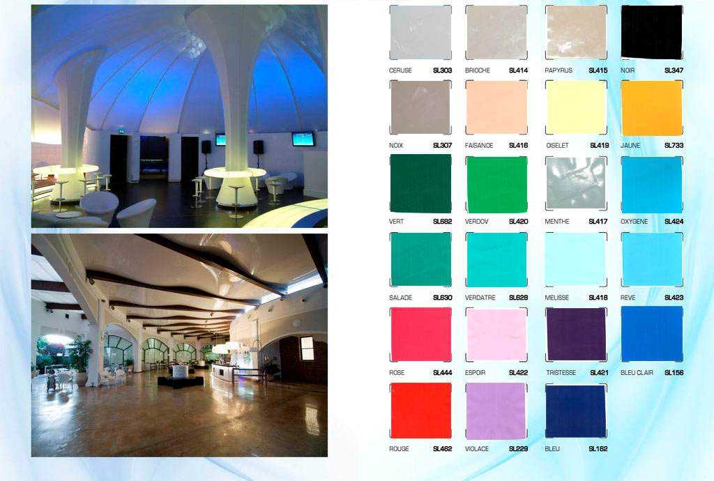 Двухцветные натяжные потолки (43 фото): одноуровневые конструкции, варианты спайки двух цветов на глянцевой поверхности