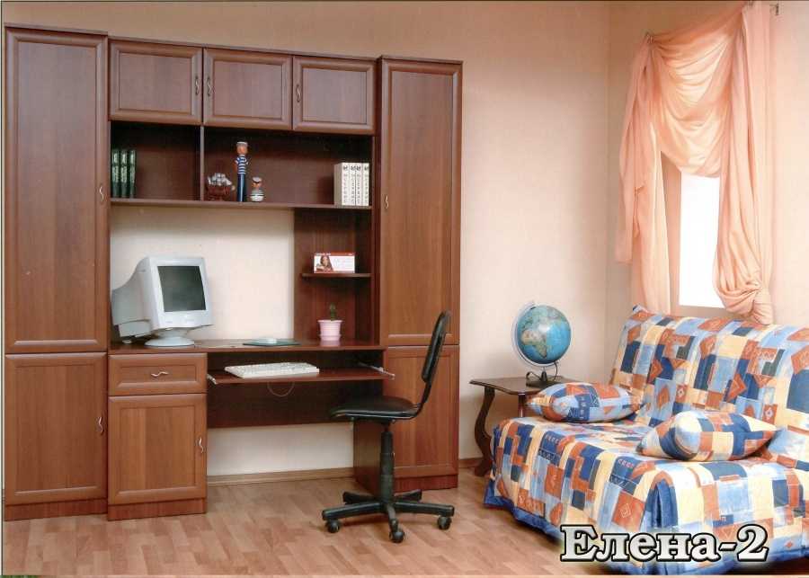 Стенка с компьютерным столом: встроенные и угловые модели со шкафом и местом для компьютера в комнату