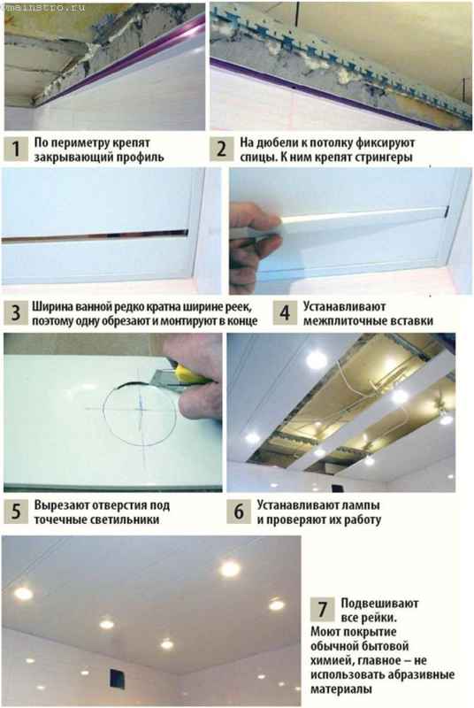 Пошаговая инструкция по установке реечного алюминиевого потолка