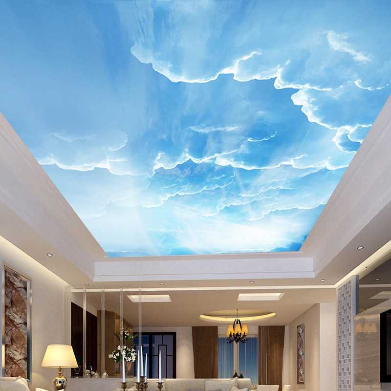 Примеры потолков в виде голубого неба с облаками - все о потолках