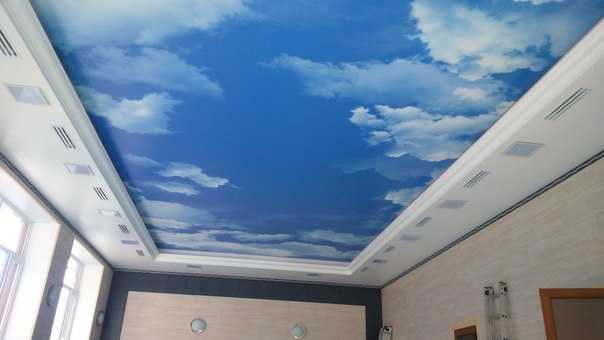 Потолок «небо» (34 фото): рисунок в виде голубого облака