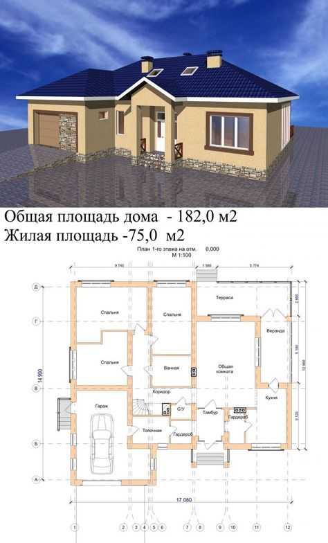 Проект одноэтажного дома 200 кв. м: планировка домов из профилированного бруса, кирпичных, каркасных и других, с террасой и гаражом